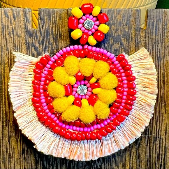Colorful beaded & fringe earrings ๐โค๏ธ๐ excellent condition - Picture 3 of 5